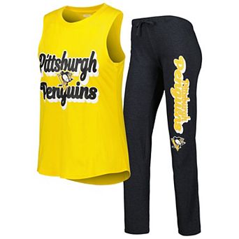 Women's Concepts Sport Gold/Black Pittsburgh Penguins Meter Muscle Tank Top & Pants Sleep Set