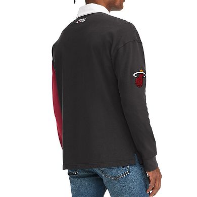 Men's Tommy Jeans Black/Red Miami Heat Ronnie Rugby Long Sleeve T-Shirt
