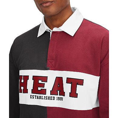 Men's Tommy Jeans Black/Red Miami Heat Ronnie Rugby Long Sleeve T-Shirt