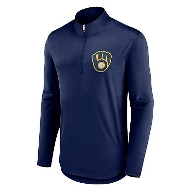 Men's Fanatics Branded Navy Milwaukee Brewers Tough Minded Quarter-Zip Jacket