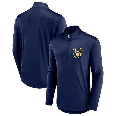 Men's Fanatics Branded Navy Milwaukee Brewers Tough Minded Quarter-Zip Jacket