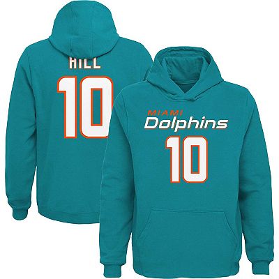 Youth Tyreek Hill Aqua Miami Dolphins Mainliner Player Name Number Pullover Hoodie