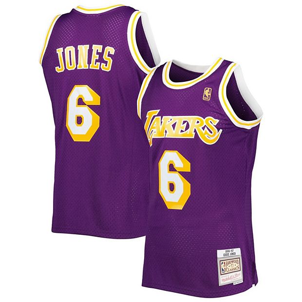 Mitchell & Ness LA Lakers mesh v-neck t-shirt in purple