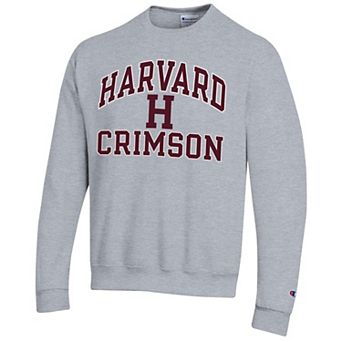 Men's Champion Heather Gray Harvard Crimson High Motor Pullover Sweatshirt