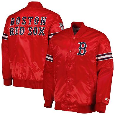 Men's Starter Red Boston Red Sox Pick & Roll Satin Varsity Full-Snap Jacket