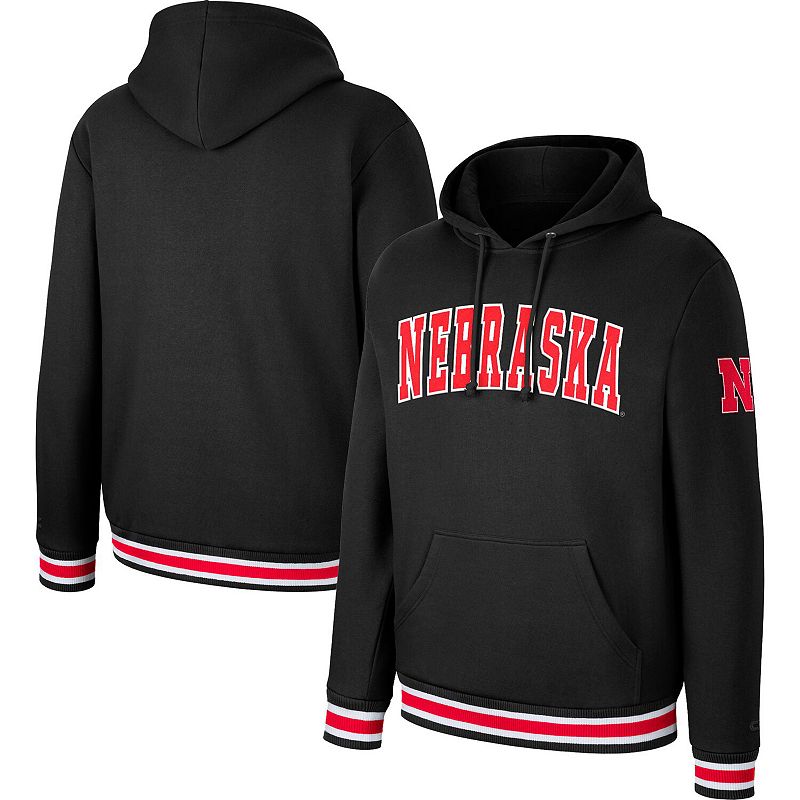 UPC 196735915204 product image for Men's Colosseum Black Nebraska Huskers Varsity Arch Pullover Hoodie, Size: 2XL | upcitemdb.com