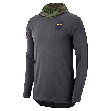 Men's Nike Anthracite LSU Tigers Military Long Sleeve Hoodie T-Shirt