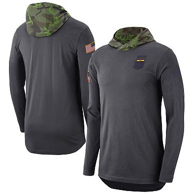 Men's Nike Anthracite LSU Tigers Military Long Sleeve Hoodie T-Shirt