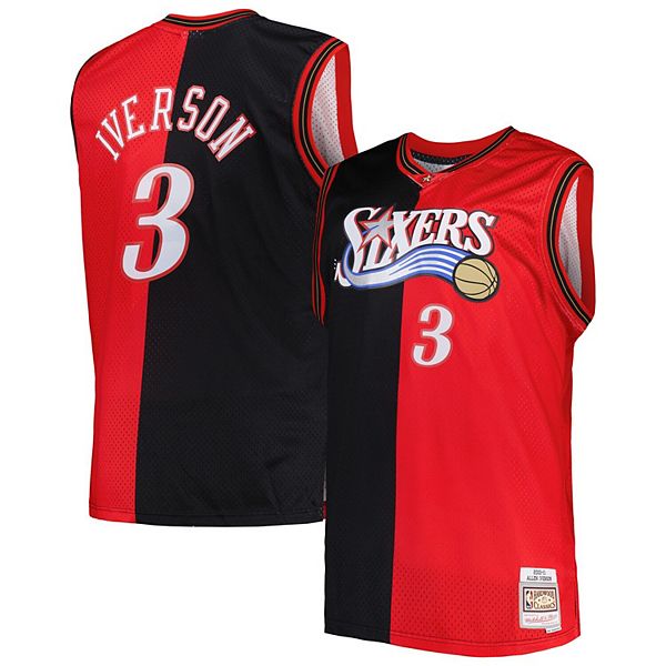 Mitchell & Ness Men's Khaki Black Swingman Jersey 76Ers 2000 Allen Iverson Jerseys