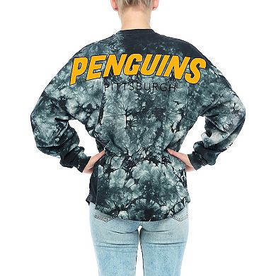 Women's Fanatics Branded Black Pittsburgh Penguins Crystal-Dye Long Sleeve T-Shirt
