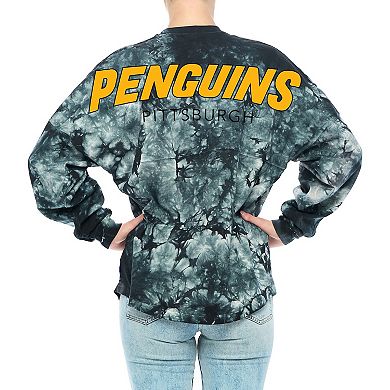 Women's Fanatics Branded Black Pittsburgh Penguins Crystal-Dye Long Sleeve T-Shirt