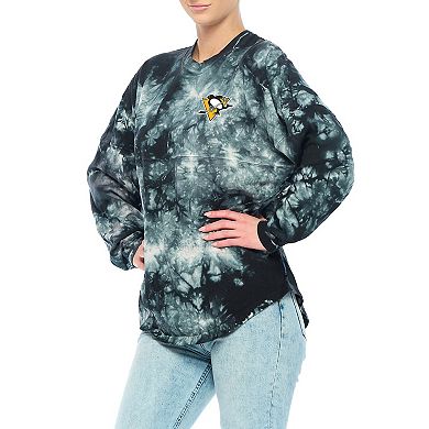 Women's Fanatics Branded Black Pittsburgh Penguins Crystal-Dye Long Sleeve T-Shirt