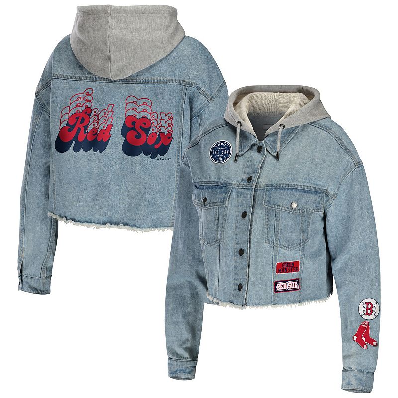 Womens WEAR by Erin Andrews Boston Red Sox Hooded Full-Button Denim Jacket