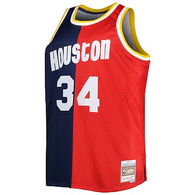 Men's Mitchell Ness Hakeem Olajuwon Navy/Red Houston Rockets Big