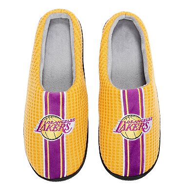 Men's FOCO Gold Los Angeles Lakers Team Stripe Memory Foam Slide Slippers