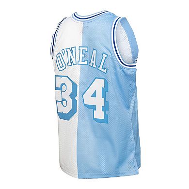 Men's Mitchell & Ness Shaquille O'Neal Powder Blue/White Los Angeles Lakers Big & Tall Hardwood Classics 1996-97 Split Swingman Jersey