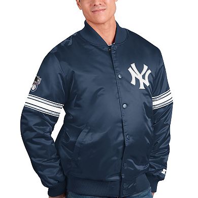 Men's Starter Navy New York Yankees Pick & Roll Satin Varsity Full-Snap Jacket