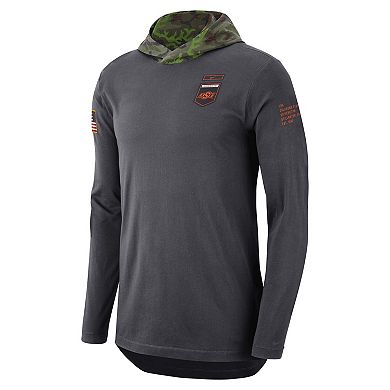 Men's Nike Anthracite Oklahoma State Cowboys Military Long Sleeve Hoodie T-Shirt