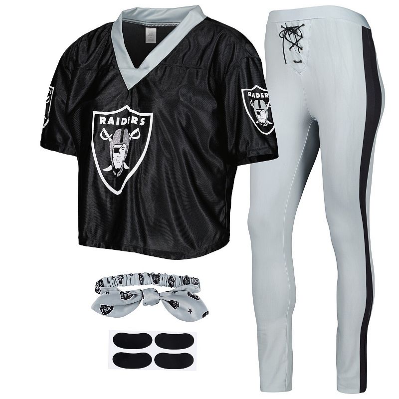 Womens Black Las Vegas Raiders Game Day Costume Sleep Set, Size: XS