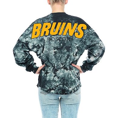 Women's Fanatics Branded Black Boston Bruins Crystal-Dye Long Sleeve T-Shirt