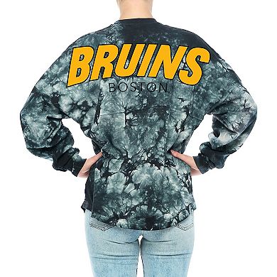 Women's Fanatics Branded Black Boston Bruins Crystal-Dye Long Sleeve T-Shirt