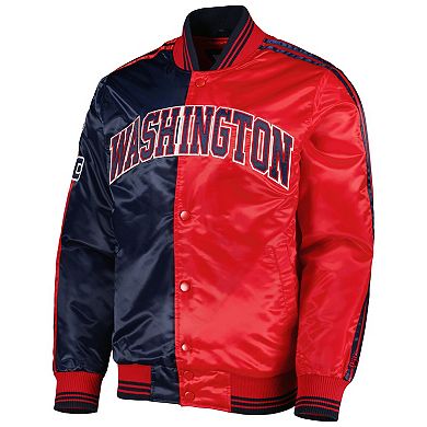 Men's Starter Navy/Red Washington Wizards Fast Break Satin Full-Snap Jacket