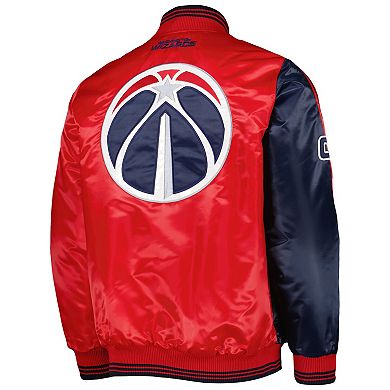 Men's Starter Navy/Red Washington Wizards Fast Break Satin Full-Snap Jacket