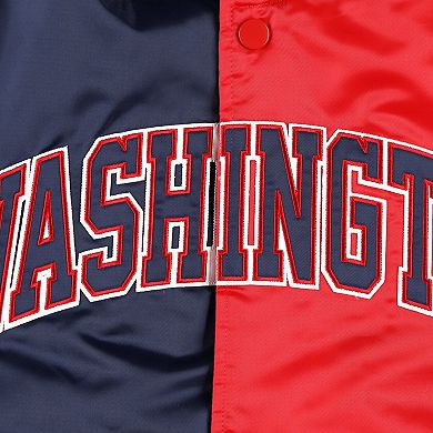 Men's Starter Navy/Red Washington Wizards Fast Break Satin Full-Snap Jacket