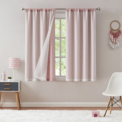 Hopscotch Ellie Blackout Set of 2 Window Curtain Panels with Sheer Metallic Overlay