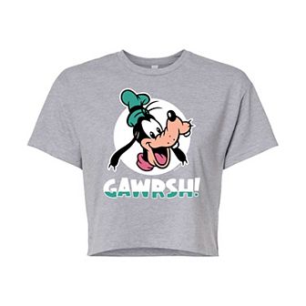 Disney's Mickey Mouse & Friends Juniors' Goofy Gawrsh Cropped Graphic Tee