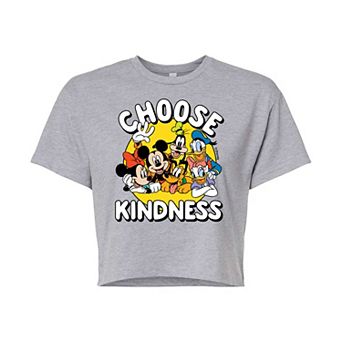 Disney's Mickey Mouse & Friends Juniors' Choose Kindness Cropped Graphic Tee