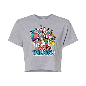 Disney's Mickey Mouse & Friends Juniors' Friends Group Cropped Graphic Tee