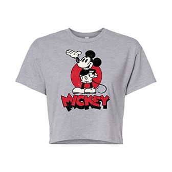Disney's Mickey Mouse & Friends Juniors' Mickey Cropped Graphic Tee