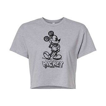 Disney's Mickey Mouse & Friends Juniors' Mickey Sketch Cropped Graphic Tee