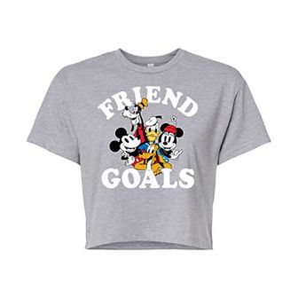 Disney's Mickey Mouse & Friends Juniors' Friend Goals Cropped Graphic Tee