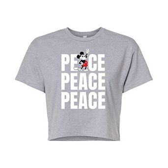 Disney's Mickey Mouse & Friends Juniors' Mickey Peace Cropped Graphic Tee