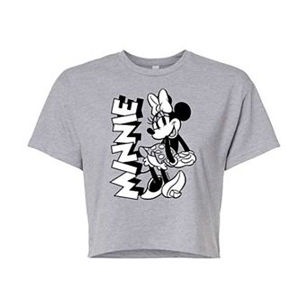 Disney's Mickey Mouse & Friends Juniors' Minnie Mouse Cropped Graphic Tee