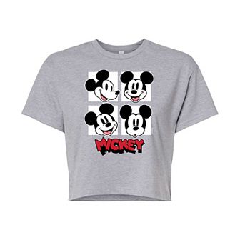 Disney's Mickey Mouse & Friends Juniors' Mickey Grid Cropped Graphic Tee