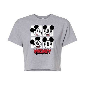 Disney's Mickey Mouse & Friends Juniors' Mickey Grid Cropped Graphic Tee