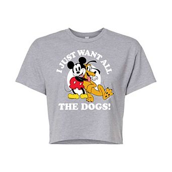 Disney's Mickey Mouse & Friends Juniors' Mickey Pluto Dogs Cropped Graphic Tee
