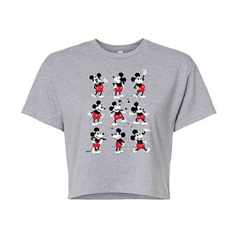 Disney's Mickey Mouse & Friends Juniors' Mickey Poses Cropped Graphic Tee
