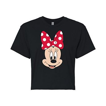 Disney's Mickey Mouse & Friends Juniors' Minnie Face Cropped Graphic Tee