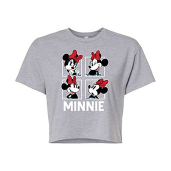 Disney's Mickey Mouse & Friends Juniors' Minnie Mouse Grid Cropped Graphic Tee