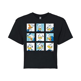 Disney's Mickey Mouse & Friends Juniors' Donald Duck Grid Cropped Graphic Tee