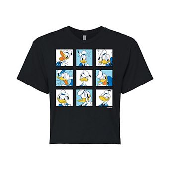Disney's Mickey Mouse & Friends Juniors' Donald Duck Grid Cropped Graphic Tee