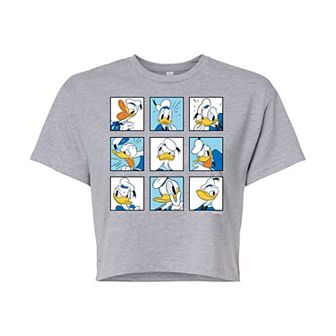 Disney's Mickey Mouse & Friends Juniors' Donald Duck Grid Cropped Graphic Tee