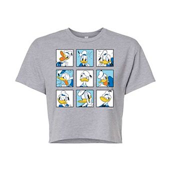 Disney's Mickey Mouse & Friends Juniors' Donald Duck Grid Cropped Graphic Tee