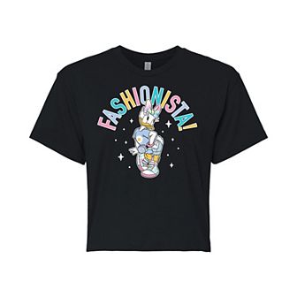 Disney's Mickey Mouse & Friends Juniors' Daisy Duck Fashionista Cropped Graphic Tee