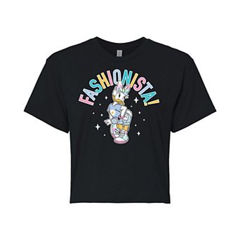 Disney's Mickey Mouse & Friends Juniors' Daisy Duck Fashionista Cropped Graphic Tee