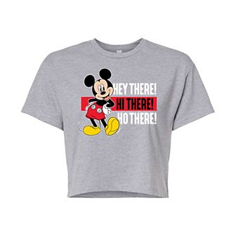 Disney's Mickey Mouse & Friends Juniors' Mickey Hey There Cropped Graphic Tee